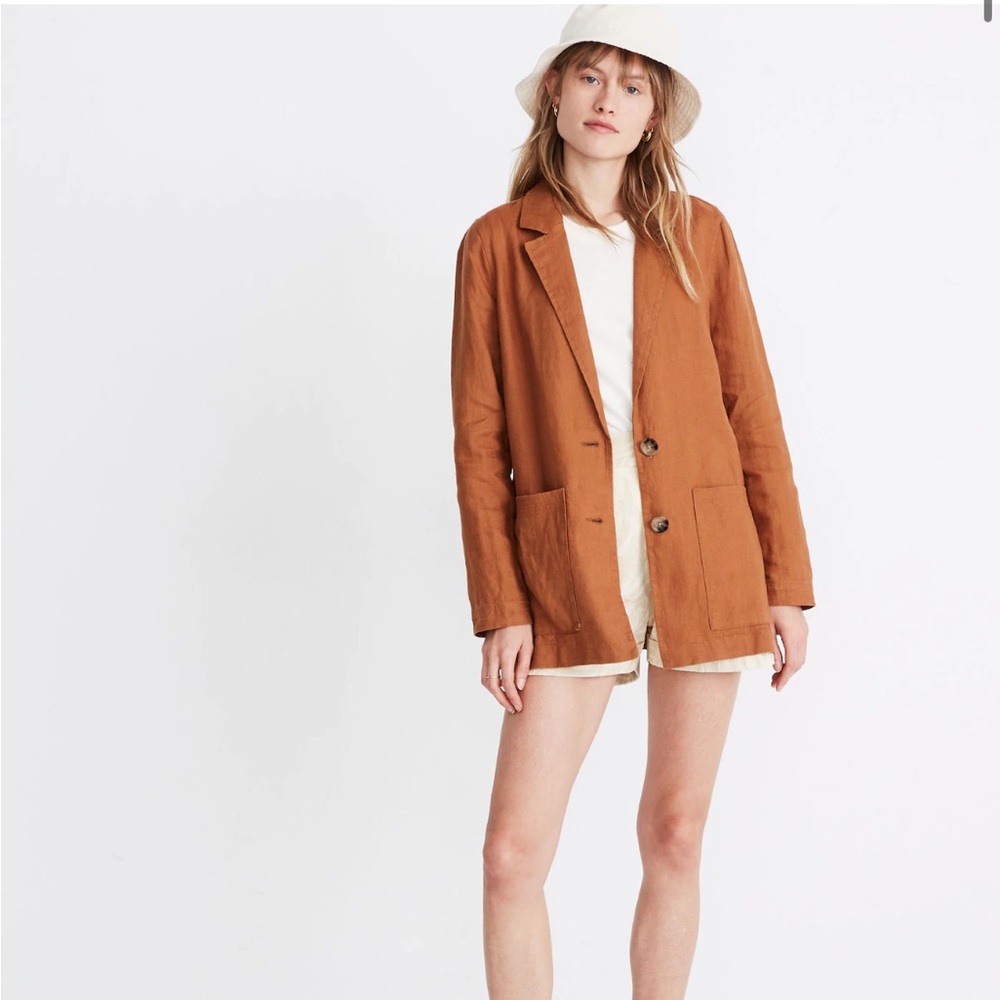 Madewell | Linen Dorset Blazer in Warm Hickory